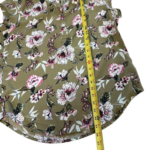 Fun2Fun Stitch fix Womens Floral Green Cap Sleeve Blouse With Keyhole Neckline 1 - Picture 6 of 6